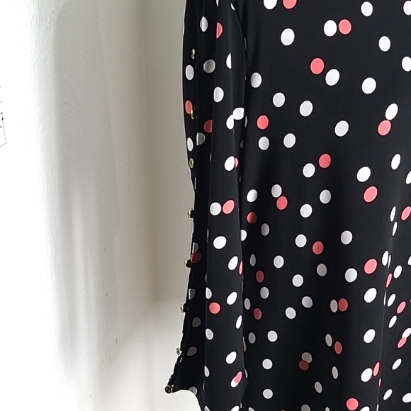 Investments Black, White & Pink Polka-dot Pullover Top,  Size Medium - Picture 7 of 8